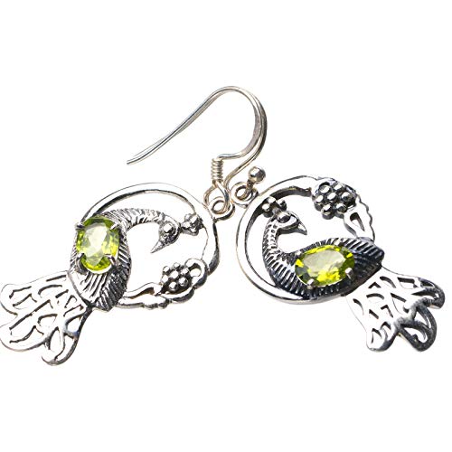 Boucles d'oreilles en argent sterling 925 avec péridot anti-irritation StarGems de 4.45 cm