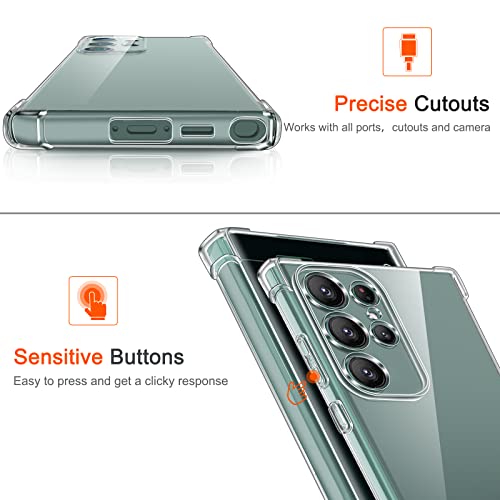 Image of Lustree Back Cover Transparent Case Compatible with Samsung Galaxy S23 Ultra | Clear + TPU Case with 4 Corner Air Cushion Protection & Camera Protection | Slim& Stylus Cover
