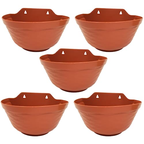 5 Vasos de Parede para Plantas Jardim Vertical de Plástico (28x18 Terracota)