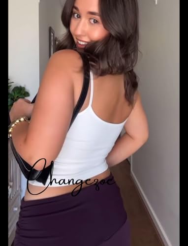 Women's Braless Tank Top Fitted Spaghetti Strap Cami for Going Out Workouts Y2K Cute Basic Top2