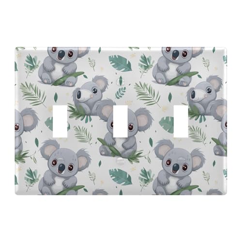 Light Switch Cover Cute Koala Wall Plates for Electrical Outlets 3 Gang 202b3307