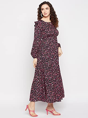 Image of SEREIN Women's Crepe Fit and Flare Maxi Casual Dress