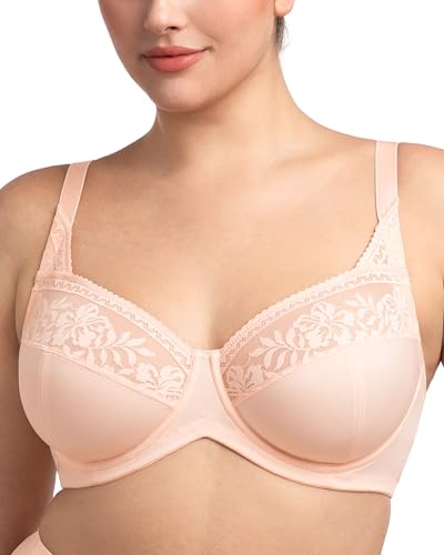 Image of HSIA Minimizer Bras for Women Large Bust Full Coverage Lace Plus Size Bra - Mermaid Scales