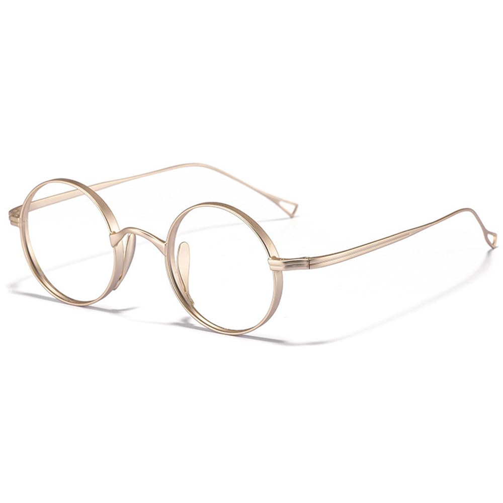 Handmade Men Titanium Alloy Eyeglasses Lightweight Retro Round Eyewear Frame