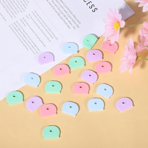 20 Stück Schlüsselkappen Halbkreisförmig Schlüssel Kappen Schlüsselmarkierung 4 Farben Schlüsselabdeckungen für Standard-Flachhausschlüssel