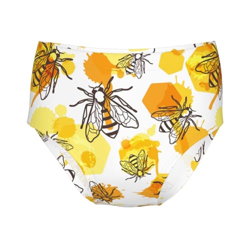 Watercolor Honey And Bee Girls' Underwear Soft Cotton Little Girls Panties Comfort Briefs