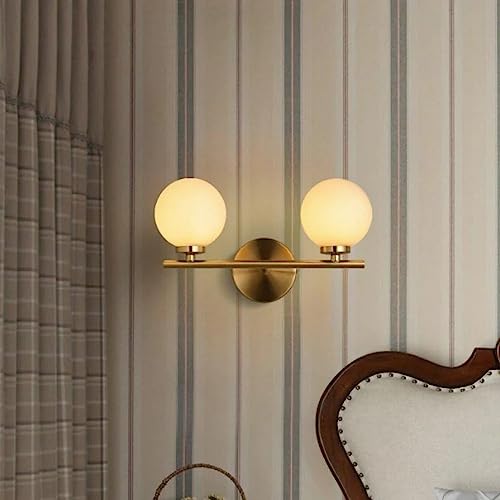 Image of WOKE Double Globe at 180 Degree Indoor /Outdoor Wall Light /Wall Lamp Lighting for Decor Home /Living Room- Golden and Milky,Corded Electric (Without Bulb) 78949