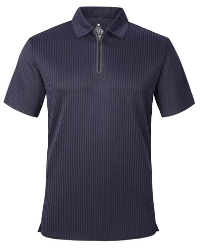 Ecosunny Men's Polo Shirts Short Sleeve Zipper Textured Knit Casual Polos T-Shirt Regular Fit Vacation Golf Shirt2