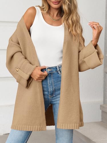 Image of Saodimallsu Womens Oversized Long Cardigan Sweaters Casual Open Front Chunky Knit Slouchy Fall Trendy Sweater Coats