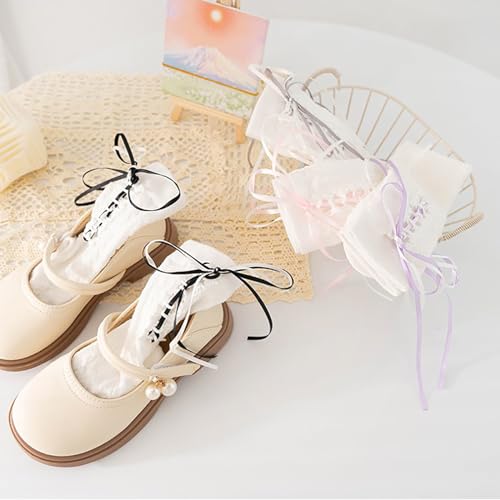 Socks,Kids Girls Knee High Socks Cotton Boot Socks Long Tube Socks School Uniform Socks Sweet Bows Tie On Calf Socks4