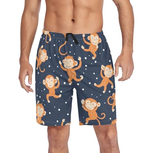 Men's Short Pajama Bottoms Monkey Cartoon Animal Home Casual Sleep Pants4