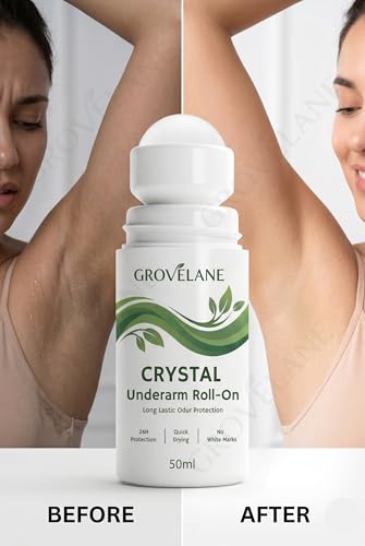 Image of Crystal Underarm Roll On with Aloe Vera | Natural Alum | Brightens Dark Underarms, Kills Bacteria | Reduces Pigmentation, 0% Alcohol & 0% Aluminium | Men & Women (PACK OF 1)