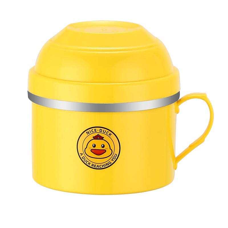 BOTIST Stainless Steel Fast Food Cup // Double-Layer Instant Noodle Bowl with Lid // Infant Pasta, Soup, Rice, Maggie Food Container // Suitable for Kitchen, Office, Travel (Pack of 1) 3
