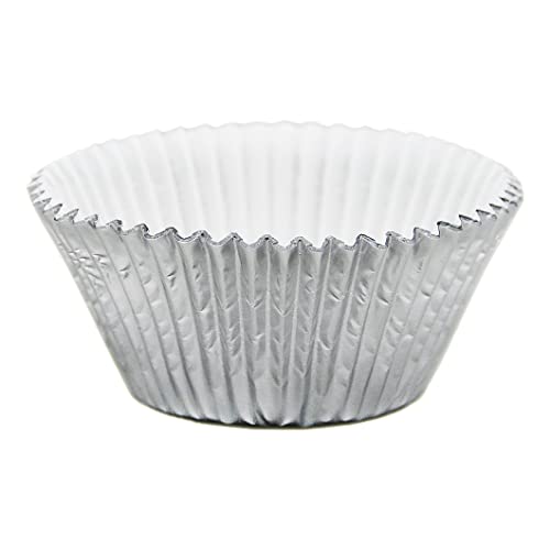 Mybakning Jumbo Size Extra Large Silver Foil Metallic Cupcake Baking Cups 2-3/4"(Bottom) X2"(Deep) Paper Muffin Liners, 120 Pcs Per Case (120, Silver Foil) #TOP27