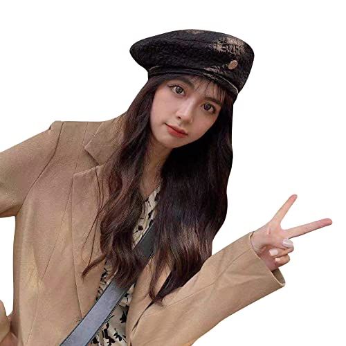 Mosstyus Womens Beret Hat French Style Beanie Cap Headwear For Party Club Dance Pleated Seersucker Berets Bow,Black #TOP6