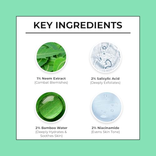 Dr. Sheth's Neem & Salicylic Acid Serum For Active Acne,Blackheads & Open Pores|2% Salicylic Acid & 1% Niacinamide|For Oily & Acne-Prone Skin|Men & Women|30Ml