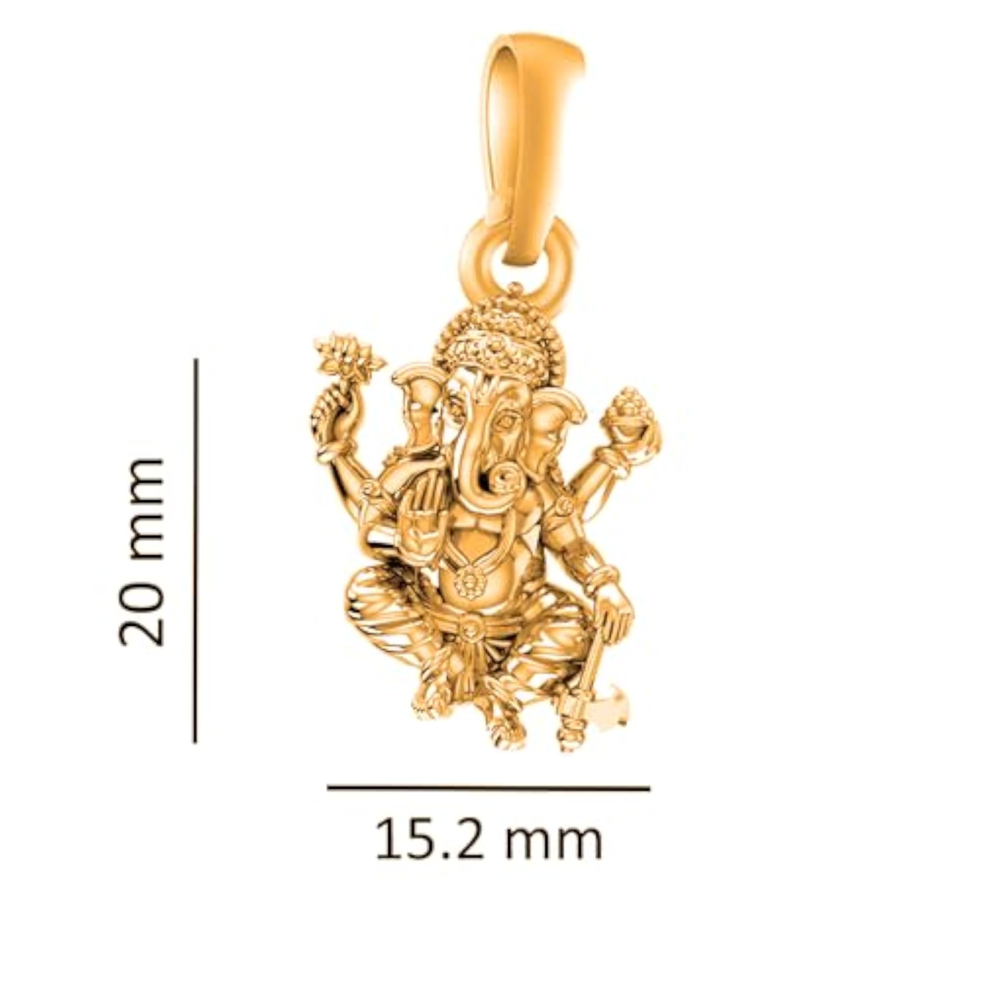 925 Sterling Silver Golden God Ganesh Bappa Pendant, Unisex