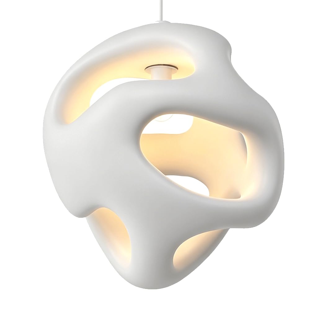 ESIYUVO Wabi Sabi Pendant Light Irregular Hollow Hanging Lamp Modern Japanese Cream Lighting Fixture Adjustable Height E27 Chandelier for Dining Room Kitchen Island Living Room Hallway Entryway