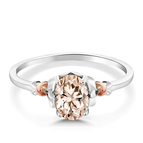 Gem Stone King 925 Silver and 10K Rose Gold Oval Gemstone Birthstone Engagement Ring | Oval 7X5MM | Wedding Engagement Anniversary Solitaire Promise Ring For Women2