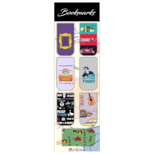 Image of Zesta Magnetic Bookmark Set of 7 | Aesthetic Book Mark for Reading | Cute Anime Bookmarks for Kids, Students | Book Accessories for Novels, Gifts for Readers(Friends Magnetic Bookmarks, 9X2.5 Cms)