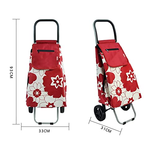 WLKINF Einkaufstrolley für Einkaufen, faltbar, tragbar, wasserdicht, für ältere Menschen (rot, 31 x 33 x 93 cm) – Bild 8