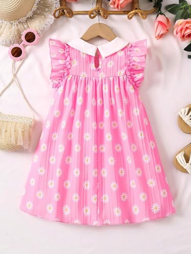 Image of TAGAS Floral Print Mesh Insert Ruffle Trim Belted Dress||Frock for Girls||Sleeve Less Dress for ||Fency Dress||(KD-144)