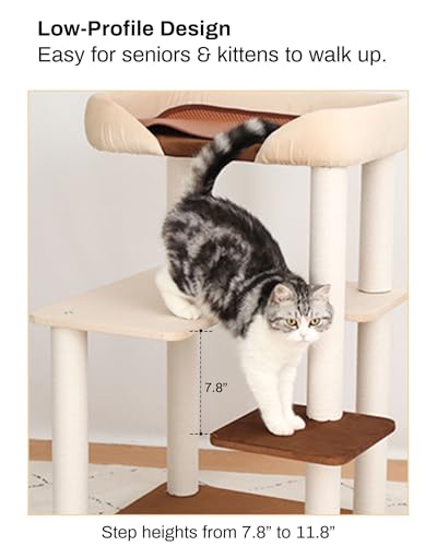 Árbol moderno para gatos grandes, 95 cm alto con rascadores miniatura 4