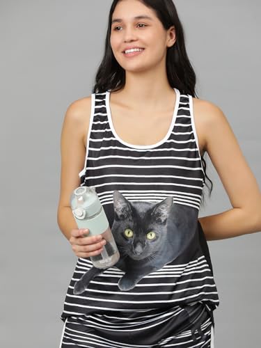 Image of KOTTY Women's Printed Satin Night Suit Shirt & Pyjama Set