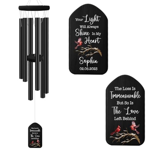Image of ASTARIN Personalized Wind Chimes for Outside Deep Tone,Customized Windchime Outdoors, Chimes for Outdoors,Sympathy Wind Chimes Memorial for Mom Dad,All Metal Wind Chime