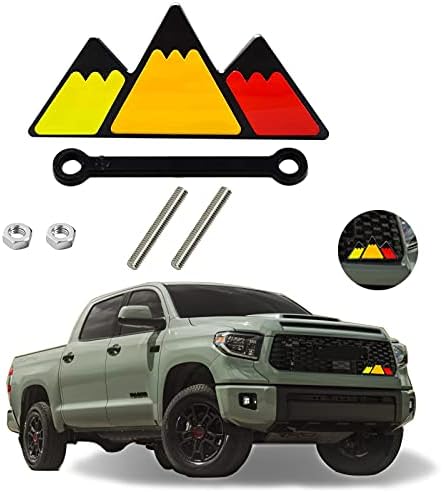 Zbosrma Tri-Color Grille Badge Hood Front Emblem Car Truck Decoration Compitable with Toyota Tacoma 4Runner Tundra Sequoia Rav4 Highlander Car Accessories(Triangle-red)
