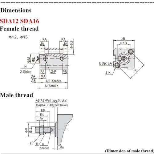 Cylindre pneumatique SDA alésage 63mm course 20mm compact - 8