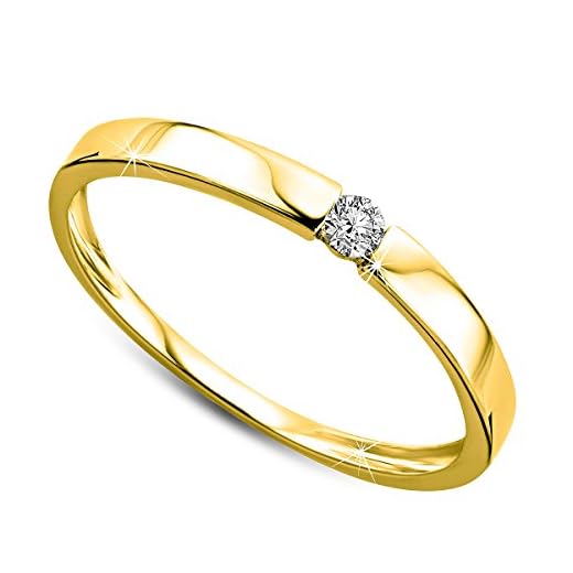 Orovi ring för kvinnor förlovningsring guld solitärring diamantring 9 karat (375) briljant 0,05 ct vitt guld eller gul guld ring med diamanter e 9 karat (375) gult guld, 56 (17,8), colore: Guld, cod. OR72137R56