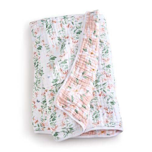 Image of aden + anais Essentials Dream Blanket, Muslin Baby Blankets for Girls & Boys, Lightweight Newborn Nursery & Crib Blanket, Unisex Toddler & Infant Bedding, Shower & Registry Gift, Butterfly Garden