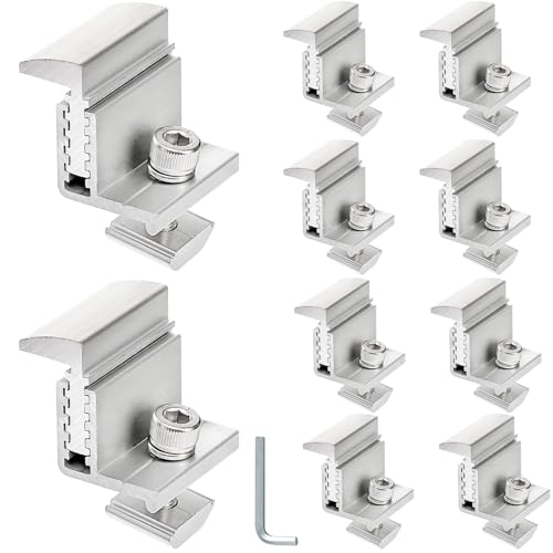 YOUEON 10 Pcs 35-50mm Adjustable Solar Panel End Clamp Mounting Brackets, Anodized Aluminum Alloy...
