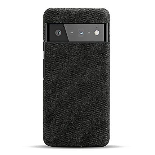 MOONCASE Case for Google Pixel 6 Pro, Soft Ultra-Thin Canvas Case Cloth Pattern Hard PC Shockproof Non-Slip Case for Google Pixel 6 Pro 6.71" (Black)
