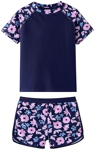 Image of UMELOK Girls Rash Guard Swimsuit Short Sleeve Bathing Suit Rashguard Sets