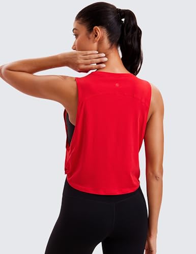 Image of CRZ YOGA Pima Cotton Dropped Armhole Tank | Workout, Naturally Soft, Loose Fit, Crop, Crewneck, Knotted Sides, Sleeveless Tops for Women