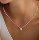 VIROMY Halskette Damen Silber Anhänger Halskette Klein und Zart 14K Versilber Mode Kreuz Anhänger Niedlich Religiösen Minimalist Geschen