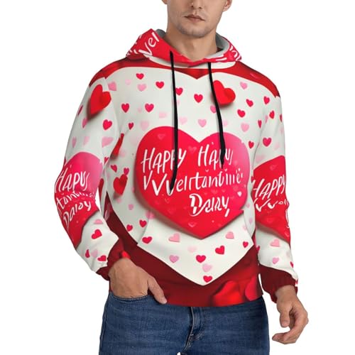 Sweat à capuche homme Happy Valentine's Day imprimé toutes saisons