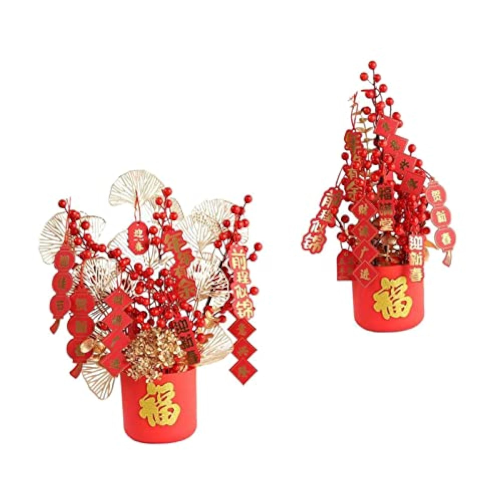 Chinese New Year Bucket Ornament Artificial Flower Style C