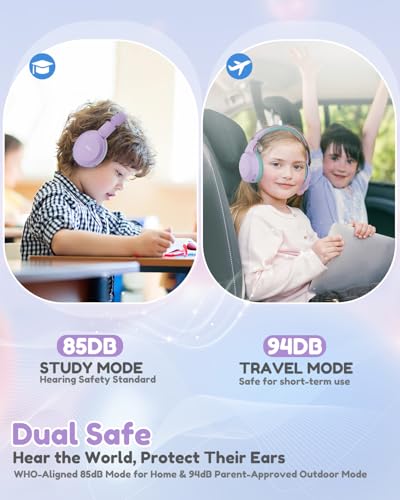 Acer OHR668 Wireless Kids Headphones (Purple/Green) — 85/94dB Safe, 60-Hour Battery — view 2