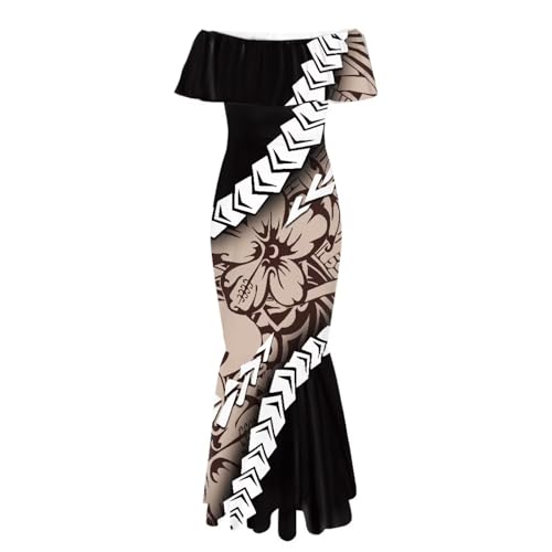 Image of Polynesian Dresses for Women Off Shoulder Maxi Dress Puletasi Samoan Dresses S-7XL