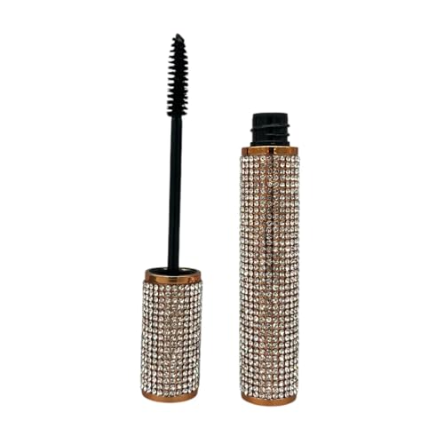 Jasmin Grünwald Mascara schwarz, 8 ml – Glamouröse Glitzer-Verpackung, Volumen & Länge, parabenfrei & parfümfrei, bis zu 24 Stunden Halt, leicht entfernbar, für empfindliche Augen