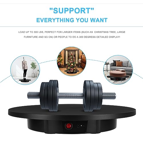 Motorized Rotating Display Stand, Remote Control Rotating Display Stand, 360 Degree Mute 330 Lbs Load Electric Rotating Platform for Photography Products, Live Video Show, Angle Speed, Wired