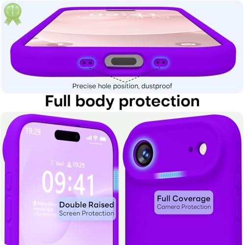 Image of LOVE 3000 Designed for iPhone Air Case, Premium Silicone [Compatible with Magsafe][Soft Anti-Scratch Microfiber Lining] Shockproof Protective Phone Case for Men Women 6.5 inch, Neon Purple