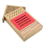 YARNOW Bienenhaus für Garten Solitärbienenhotel mit Natürlichem Holzmaterial Nisthilfe für...