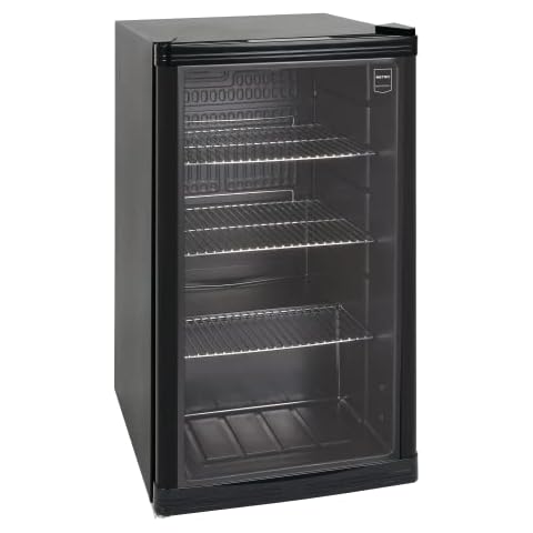 METRO Professional Mini-Kühlschrank GPC1088 mit Glastür Getränkenkühlschrank aus Glas und Metall - für Zimmer Büro - Kühlschrank für Getränke - Minibar - 49x43x83cm - 88L - Statische-Kühlung - Schwarz Cover