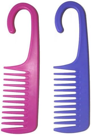 1 Comb Exfoliage Hair Detangling/Conditioning Shower Wide Tooth with Hook for Hanging - COLORS MAY VARY