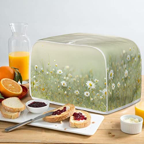 Image of 4 Slice Toaster Dust Cover Bread Toaster Oven Dustproof Cover Kitchen Bakeware Protector Dustproof Fingerprint Protection Gift for Mom Wife Friends, Daisy Flower Green