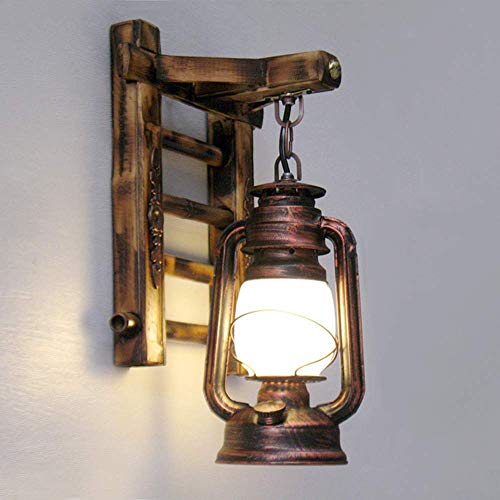 Yhongyang Applique Murale Lampe Murale en Fer de la Lampe Murale échelle de Bambou Lampe Murale Antique Lampe Bambou Art en Bambou Restaurant forgé Lampe à pétrole de Fer